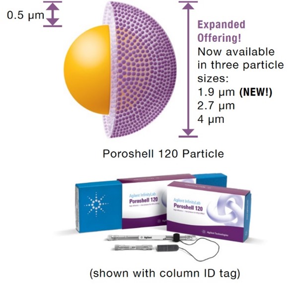 Poroshell 120 particle and product
